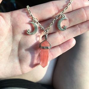 *SOLD* Pink Crystal Lunar Chain Choker Necklace